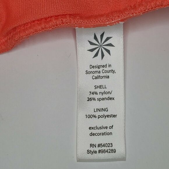 Athleta Aqualuxe Tankini Swim Top S Coral Sunset Orange Ruched Deep V - Picture 11 of 12